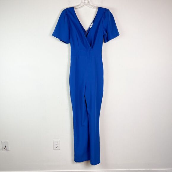 Socialite NWOT Royal Blue Surplice V Neck Short Sleeve Jumpsuit Size XS - Picture 2 of 6